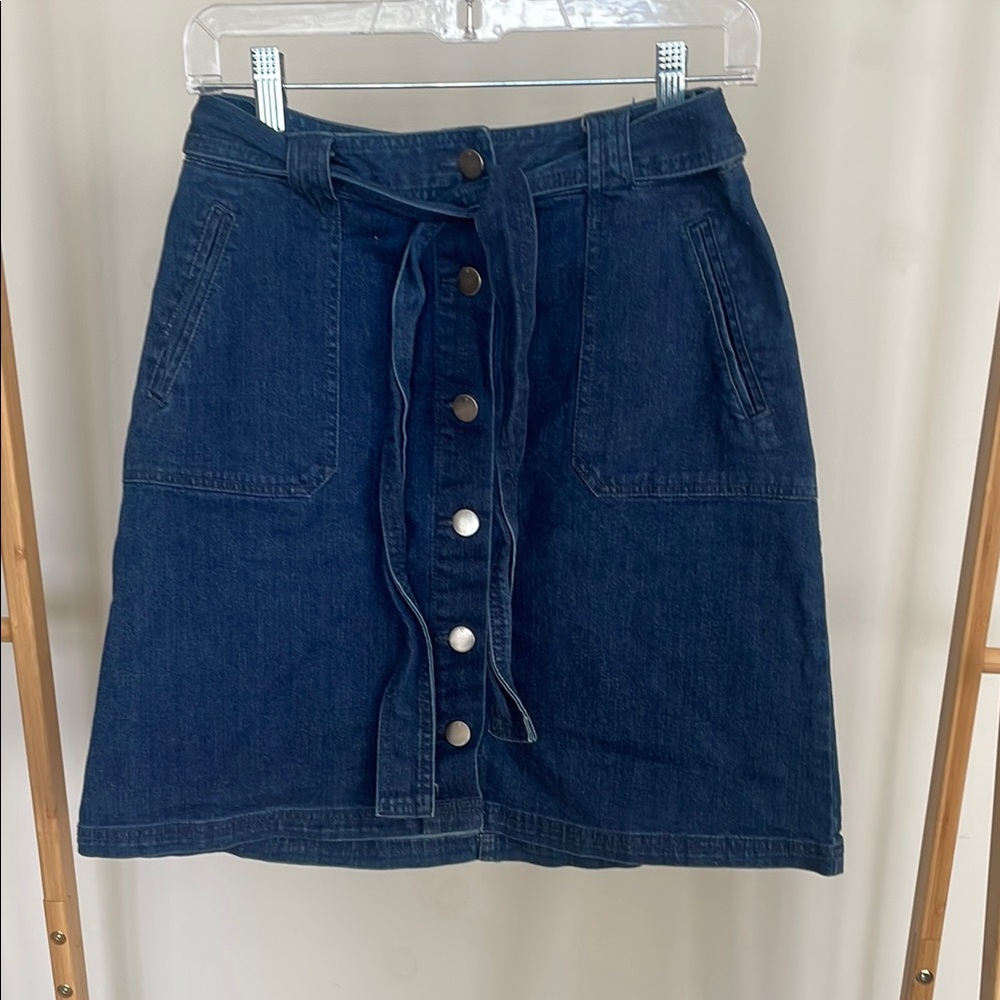 Denim Button-Front Skirt